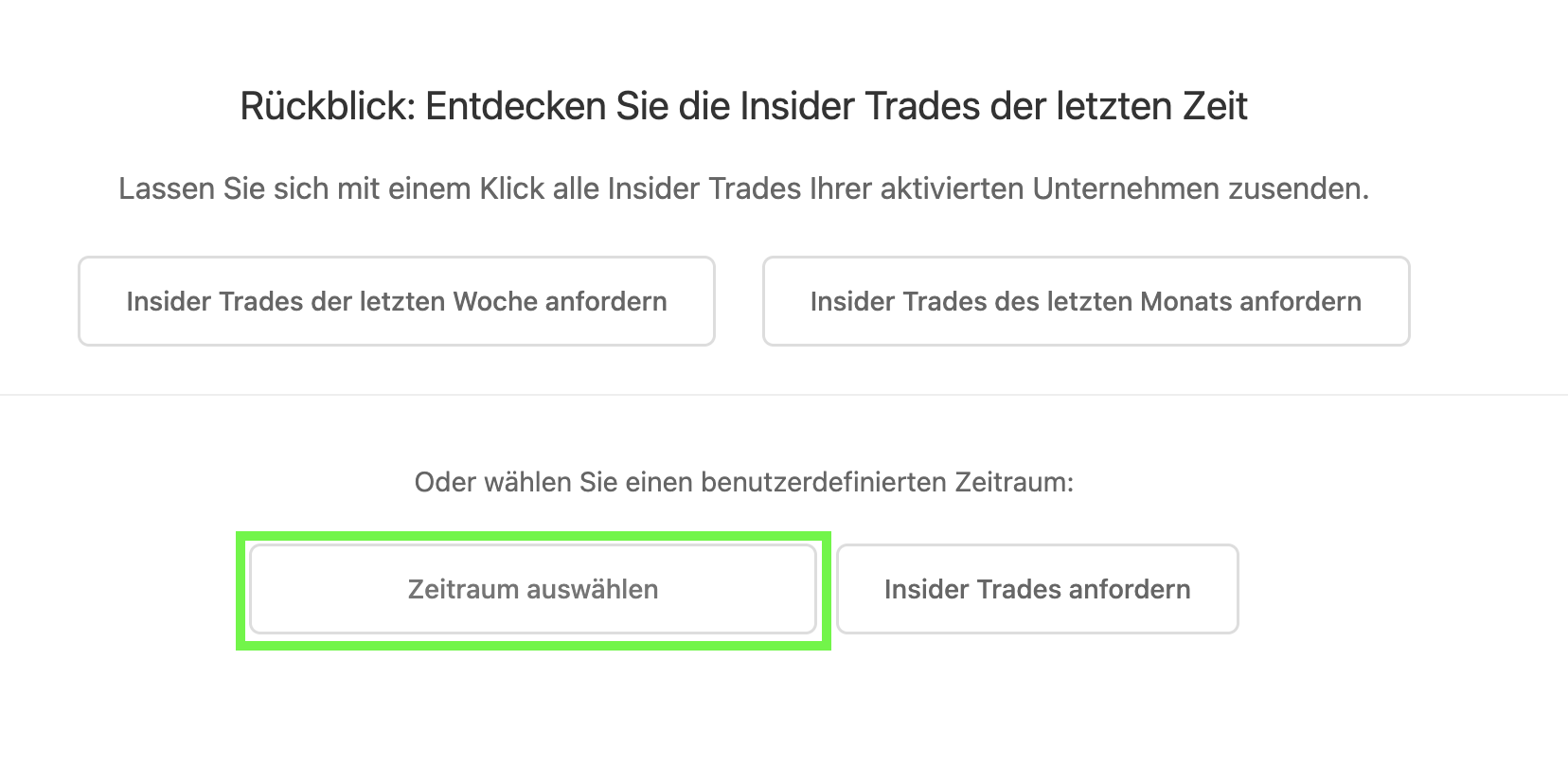 Benutzerdefinierter Zeitraum Auswahl