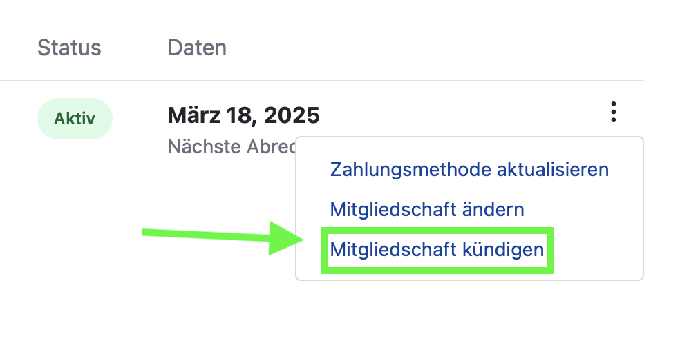 Mitgliedschaft kündigen